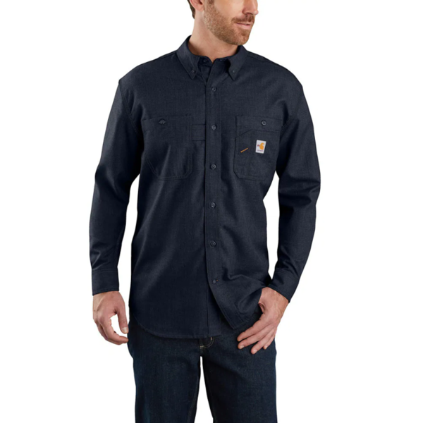FR Carhartt Long-Sleeve Button Front Shirt in Navy